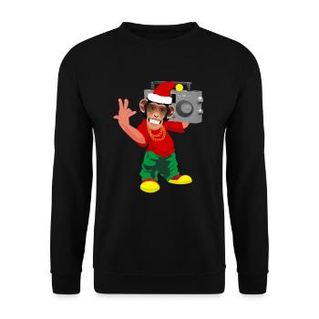 Rap Affe Weihnachten Musik Weihnachtszeit - Unisex Pullover - Schwarz - Vorne - Alina (178cm) & Michal (187cm)