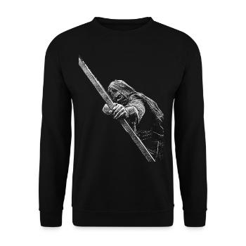 Bogenschütze - Unisex Pullover - Schwarz - Vorne - Alina (178cm) & Michal (187cm)
