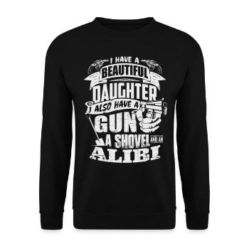 Beautiful Daughter - Gun, Shovel, Alibi - Unisex Pullover - Schwarz - Vorne - Alina (178cm) & Michal (187cm)