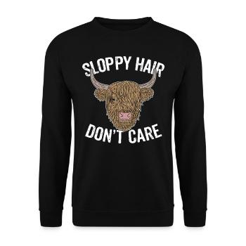 Coiffure bovins Highland Highlands cheveux coiffure humour - Sweat-shirt Unisexe - noir - Devant - Alina (178cm) & Michal (187cm)