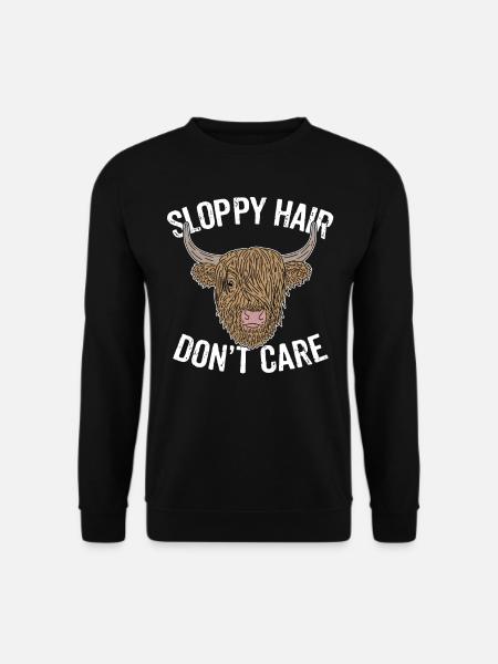 Highland Hochland Rind Kuh Frisur Haare Humor - Unisex Pullover - Schwarz
