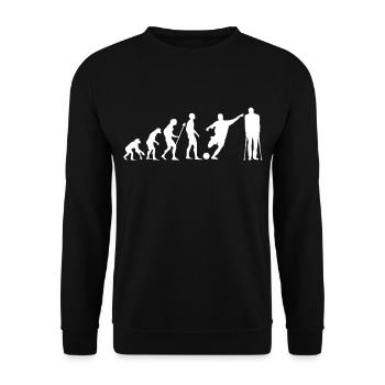 Evolution Fußball gebrochen Verletzung Geschenk - Unisex Pullover - Schwarz - Vorne - Alina (178cm) & Michal (187cm)