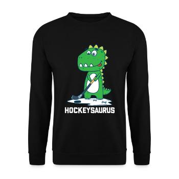 Hockeysaurus Hockey Dino Sport Enfants Cadeau Amusant - Sweat-shirt Unisexe - noir - Devant - Alina (178cm) & Michal (187cm)