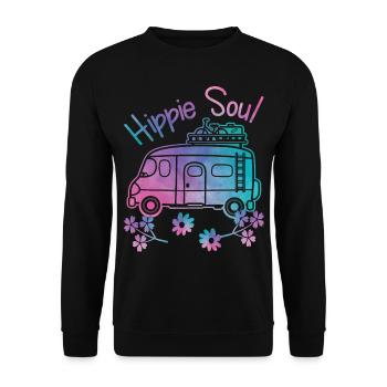 Hippie Soul Watercolor Hippie Camper Gift - Unisex Sweatshirt - black - Front - Alina (178cm) & Michal (187cm)