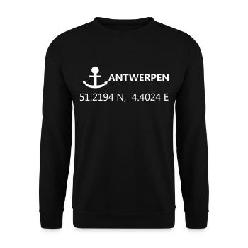 Coordonnées Anvers Belgique Port - Sweat-shirt Unisexe - noir - Devant - Alina (178cm) & Michal (187cm)