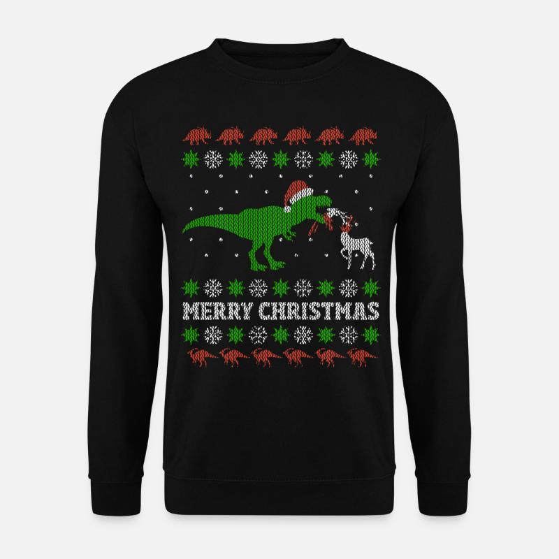 Lustiges T-Rex Ugly Christmas Weihnachtsgeschenk - Unisex Pullover - Schwarz