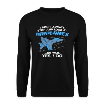 Flugzeug Düsenjet Militär Plane-Spotter Geschenk - Unisex Pullover - Schwarz - Vorne - Alina (178cm) & Michal (187cm)
