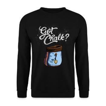 Bouldern Chalk Klettern Magnesia Geschenk - Unisex Pullover - Schwarz - Vorne - Alina (178cm) & Michal (187cm)