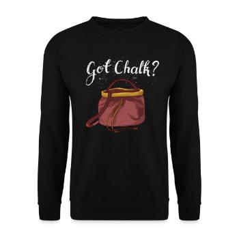 Bouldern Chalk Klettern Magnesia Geschenk - Unisex Pullover - Schwarz - Vorne - Alina (178cm) & Michal (187cm)