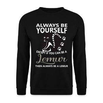 Lemur Tier - Unisex Pullover - Schwarz - Vorne - Alina (178cm) & Michal (187cm)