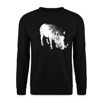 Boar Animal Gift - Unisex Sweatshirt - black - Front - Alina (178cm) & Michal (187cm)
