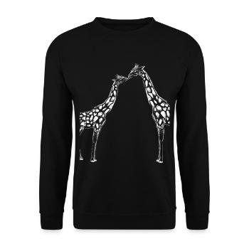 Giraffe Pärchen Tiergeschenk - Unisex Pullover - Schwarz - Vorne - Alina (178cm) & Michal (187cm)