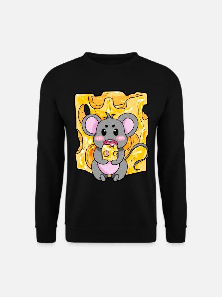 Maus Käse Cartoon Geschenk Mäuschen - Unisex Pullover - Schwarz