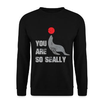 Phoque mer lion de mer - Sweat-shirt Unisexe - noir - Devant - Alina (178cm) & Michal (187cm)