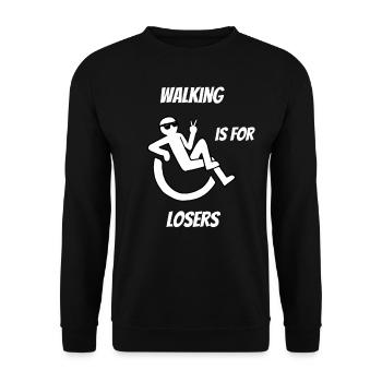 Wheelchair Disability Black Humor Gift - Unisex Sweatshirt - black - Front - Alina (178cm) & Michal (187cm)