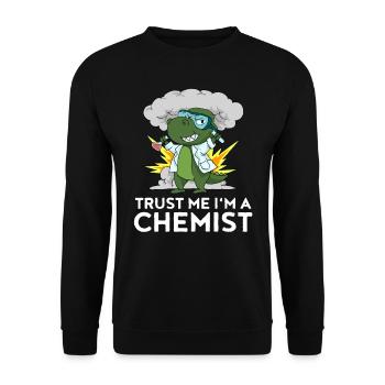 Chemiker Dino Labor Chemie Kinder Geschenk - Unisex Pullover - Schwarz - Vorne - Alina (178cm) & Michal (187cm)