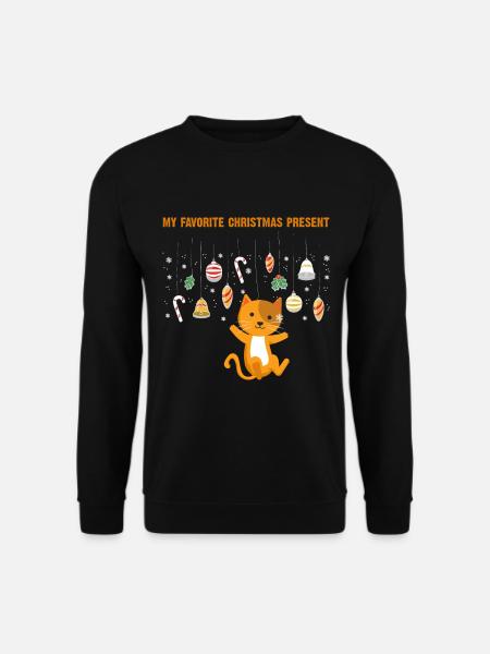 Katze Weihnachten Geschenk Weihnachtsdeko Xmas - Unisex Pullover - Schwarz