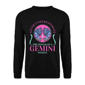 Signe astrologique anniversaire Gémeaux - Sweat-shirt Unisexe - noir - Devant - Alina (178cm) & Michal (187cm)