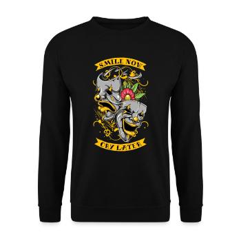 devise inspirante Sourire maintenant les vins plus tard - Sweat-shirt Unisexe - noir - Devant - Alina (178cm) & Michal (187cm)