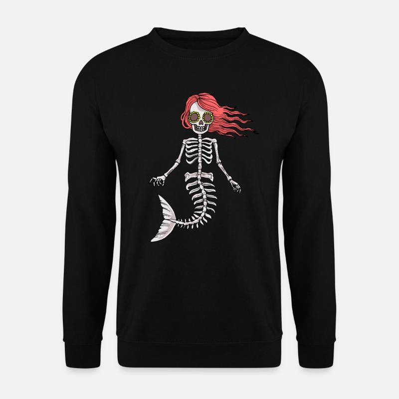 Meerjungfrau Skelett Gruselig Halloween Geschenk - Unisex Pullover - Schwarz