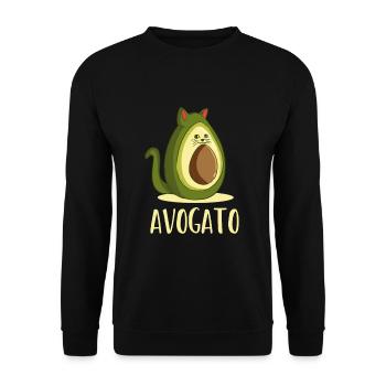 Cool funny vegan vegetarian Avocado cat present - Unisex Pullover - Schwarz - Vorne - Alina (178cm) & Michal (187cm)