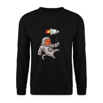 Cool funny astronaut space galaxy cat present gift - Unisex Pullover - Schwarz - Vorne - Alina (178cm) & Michal (187cm)