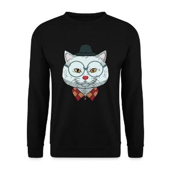 Cool funny nerdy hipster Maine Coon cat present - Unisex Sweatshirt - black - Front - Alina (178cm) & Michal (187cm)