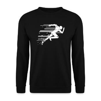 Rennender Mann Marathon Speed Geschwindigkeit - Unisex Pullover - Schwarz - Vorne - Alina (178cm) & Michal (187cm)