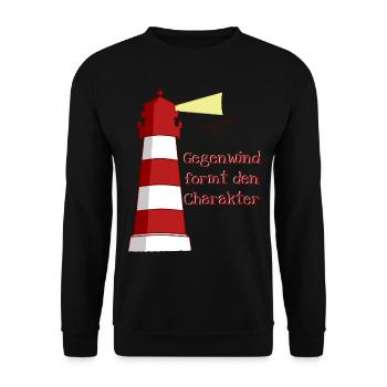 lighthouse headwind north German captain Spruch - Unisex Sweatshirt - black - Front - Alina (178cm) & Michal (187cm)