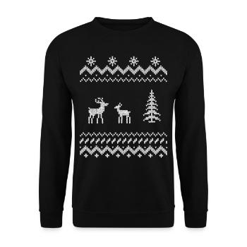 Noël Christmas xmas renne motif de broderie - Sweat-shirt Unisexe - noir - Devant - Alina (178cm) & Michal (187cm)