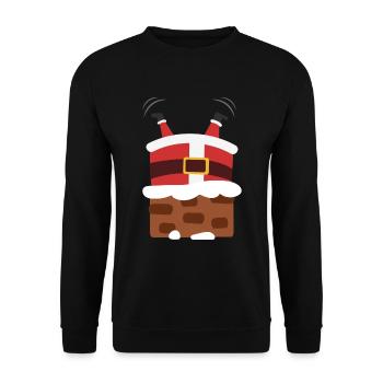 Weihnachtsmann Weihnachten Schornstein Hilfe - Unisex Pullover - Schwarz - Vorne - Alina (178cm) & Michal (187cm)