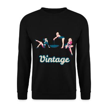 Retro Pin Up Girls vintage sexy frau nostalgie - Unisex Pullover - Schwarz - Vorne - Alina (178cm) & Michal (187cm)