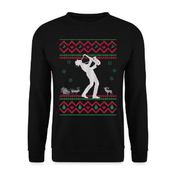 Ugly Rock Christmas Saxophone Jazz Musique Cadeau - Sweat-shirt Unisexe - noir - Devant - Alina (178cm) & Michal (187cm)