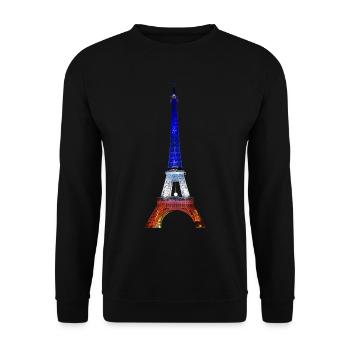 Tour Eiffel Paris France Drapeau national Souvenir - Sweat-shirt Unisexe - noir - Devant - Alina (178cm) & Michal (187cm)
