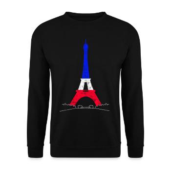 Tour Eiffel Paris France Drapeau national Souvenir - Sweat-shirt Unisexe - noir - Devant - Alina (178cm) & Michal (187cm)