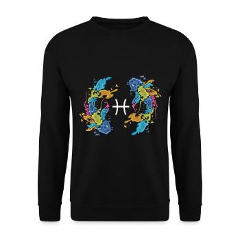 ZODIAC SIGN FISH SHIRT Zodiac sign gift - Unisex Sweatshirt - black - Front - Alina (178cm) & Michal (187cm)