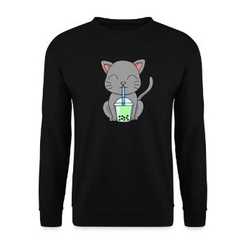 Bubble Tea Boba Chai thé chat Kawaii cadeau - Sweat-shirt Unisexe - noir - Devant - Alina (178cm) & Michal (187cm)