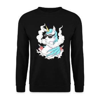 Dampfer Dampfen Einhorn Vape Vaping Mod Geschenk - Unisex Pullover - Schwarz - Vorne - Alina (178cm) & Michal (187cm)