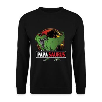 Papasaurus for every dad for Father's Day T-Rex - Unisex Sweatshirt - black - Front - Alina (178cm) & Michal (187cm)