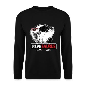 Papasaurus for every dad for Father's Day T-Rex - Unisex Sweatshirt - black - Front - Alina (178cm) & Michal (187cm)