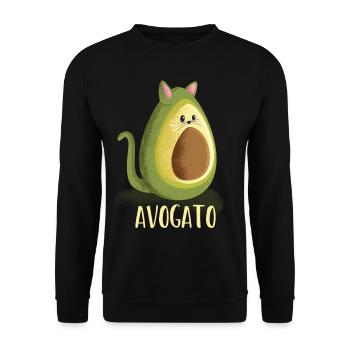 Cool funny vegan vegetarian Avocado cat present - Unisex Pullover - Schwarz - Vorne - Alina (178cm) & Michal (187cm)