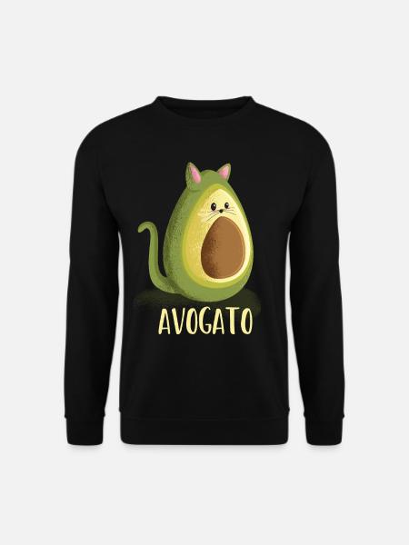 Cool funny vegan vegetarian Avocado cat present - Unisex Pullover - Schwarz