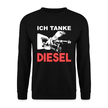 Ich Tanke Diesel Sprit Auto Fahren Geschenk - Unisex Pullover - Schwarz - Vorne - Alina (178cm) & Michal (187cm)