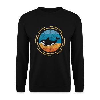 Orca Wal Ozean Meer Fisch Geschenk - Unisex Pullover - Schwarz - Vorne - Alina (178cm) & Michal (187cm)