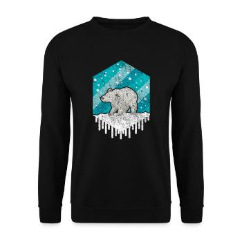 Eisbär Süß Kinder Schnee Motiv Winter - Unisex Pullover - Schwarz - Vorne - Alina (178cm) & Michal (187cm)