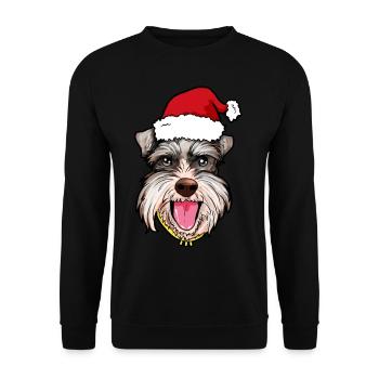 Zwergschnauzer Weihnachten Hund Zwerg Schnauzer - Unisex Pullover - Schwarz - Vorne - Alina (178cm) & Michal (187cm)