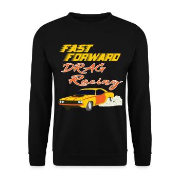 Be advance with this "Fast Forward Drag Racing" - Unisex Sweatshirt - black - Front - Alina (178cm) & Michal (187cm)