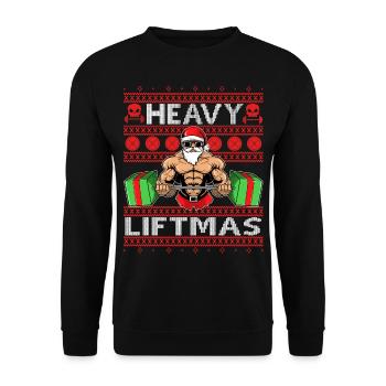 HEAVY CHRISTMAS Ugly Sweater Santa Claus Gift - Unisex Sweatshirt - black - Front - Alina (178cm) & Michal (187cm)