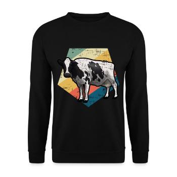 Kuh retro - Unisex Pullover - Schwarz - Vorne - Alina (178cm) & Michal (187cm)