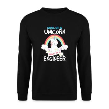Ingenieur Engineer lustig Einhorn Spruch - Unisex Pullover - Schwarz - Vorne - Alina (178cm) & Michal (187cm)